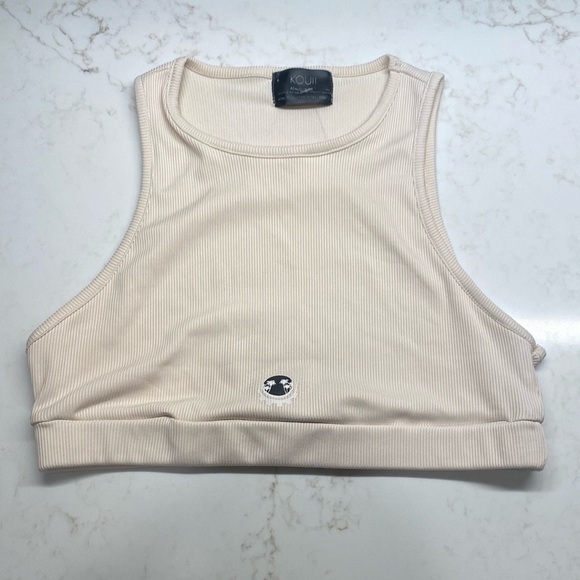 Kouii Top Crop Tank Athleisure Fitted Sleeveless Cream Size Large (Juniors) - Picture 1 of 9